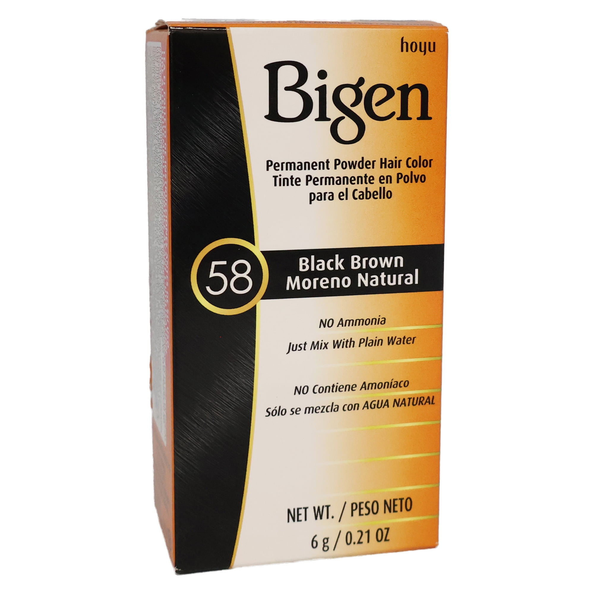 Bigen Permanent Powder Hair Color 58 Black Brown, 0.21 Oz., Pack of 3