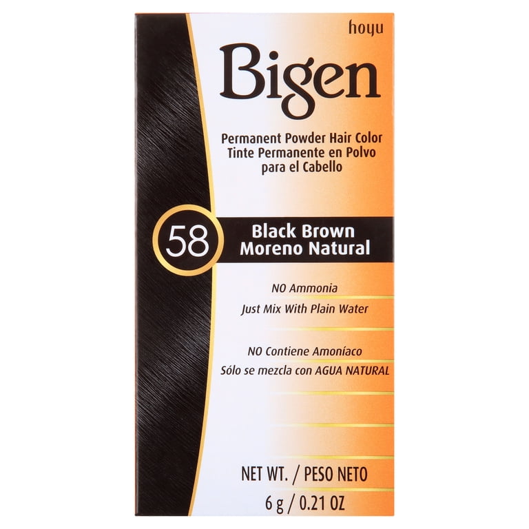Bigen Permanent Powder Hair Color 58 Black Brown 1 ea - Walmart.com