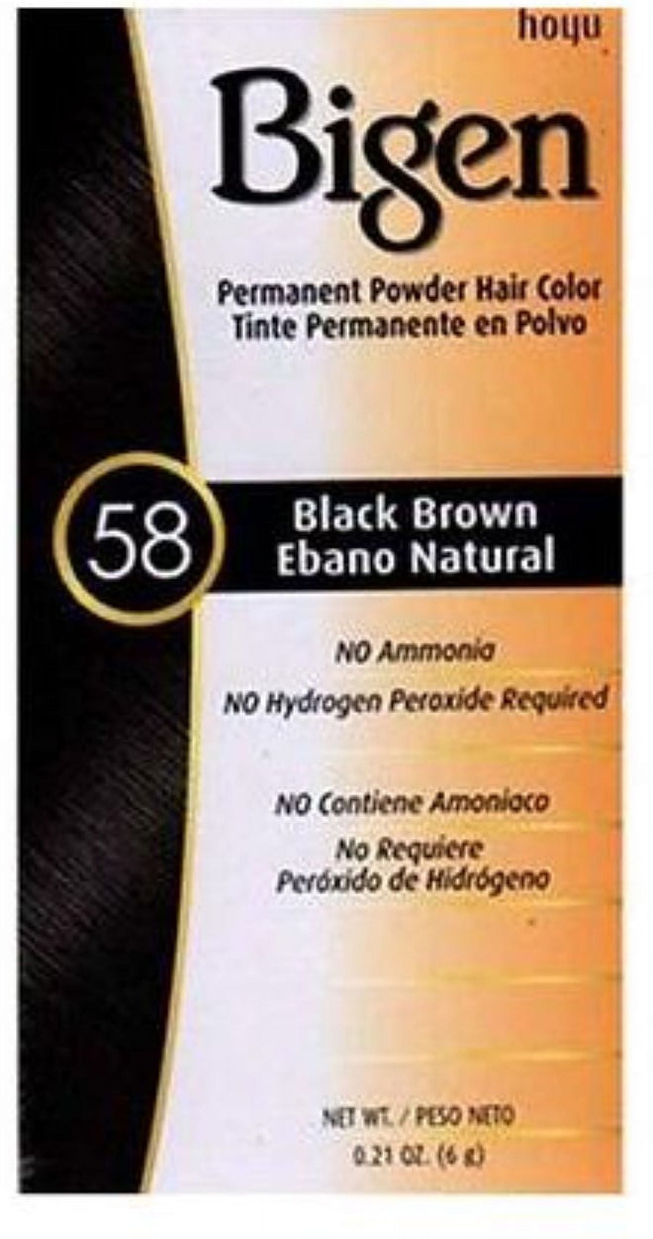 Bigen Permanent Powder Hair Color 58 Black Brown 1 ea (Pack of 3)