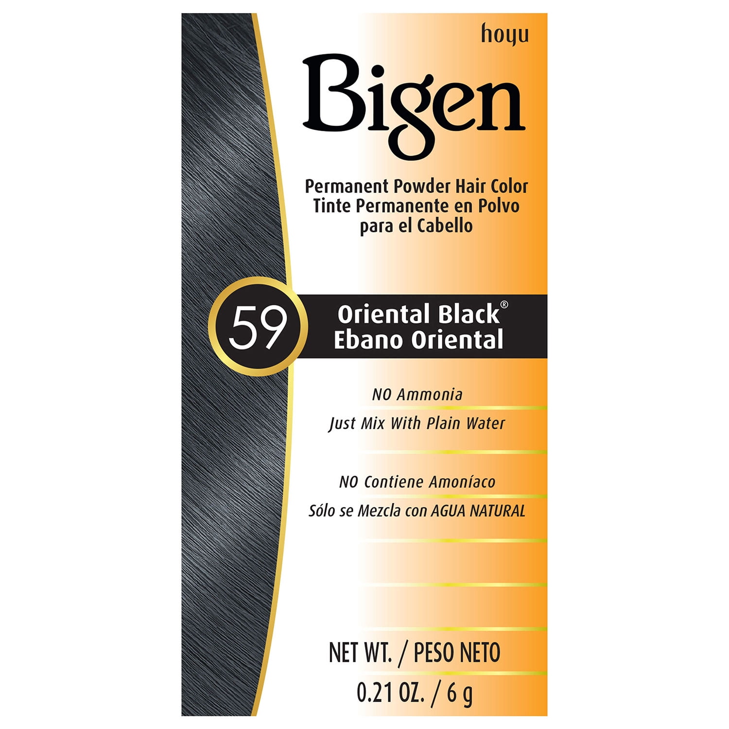 Bigen Permanent Powder Hair Color 59 Oriental Black 0.21 Oz.,Pack of 6