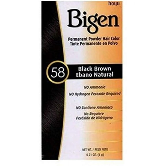 Bigen Permanent Powder Hair Color, Black Brown No.58, 0.21 Ounce