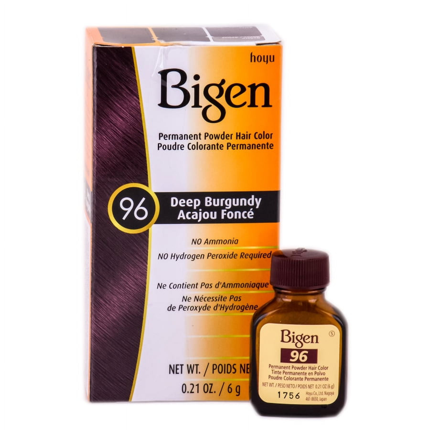 Bigen Hair Dye - Permanent Powder Haircolor, Deep Burgundy #96, 0.21oz ...