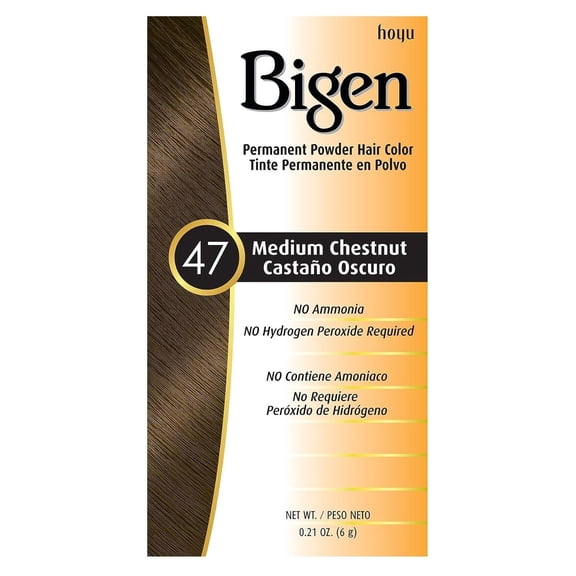 Bigen Permanent Powder Hair Color, 47 Medium Chestnut, 0.21 Oz.,2 packs