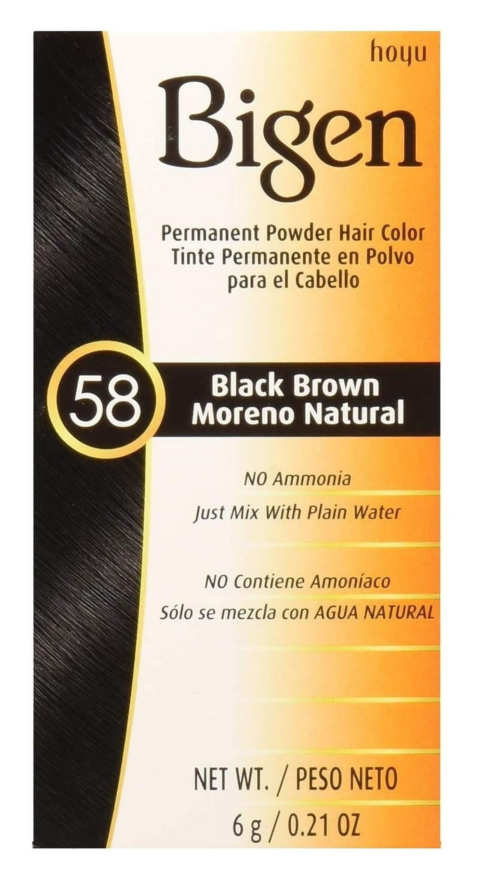 Bigen Powder Hair Color #58 Black Brown 0.21oz (Pack of 3)