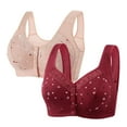 thumbnail image 1 of Bigersell 2 Pack Front Closure Bras for Older Women No Underwire Floral Lace V-Neck Snap Front Wireless Push up Padded Bra Multicolor XL, 1 of 4