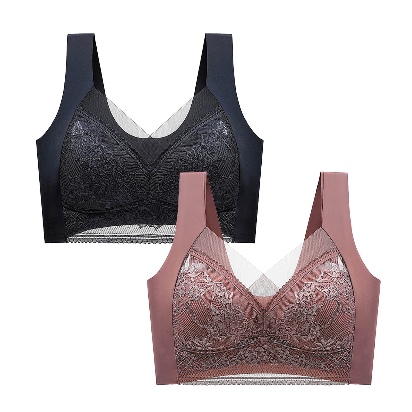 HORISUN Seamless Wireless Bra - Full Coverage Push Up, No Underwire, V-Neck Bralette With Support