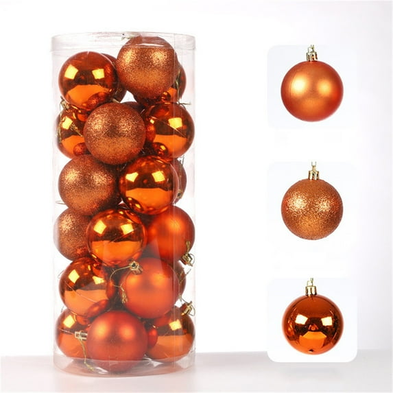 Bigersell 24pcs Shatterproof Christmas Ball Ornaments - 4cm/1.57inch Christmas Tree Ornaments Sets Plastic Christmas Balls Ornaments Home Decorations Holiday Hanging Ball Orange