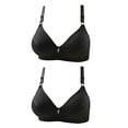 thumbnail image 1 of Bigersell 2pcs Wireless Bras Sets Women Plus Size Wireless Bras Ladies V-Neck Push up Bras No Underwire Hook and Eye Closure Padded Bralette Women Comfort Soft No Wire Brassiere F-Black 44, 1 of 3