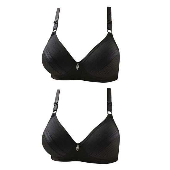 Bigersell 2pcs Wireless Bras Sets Women Plus Size Wireless Bras Ladies V-Neck Push up Bras No Underwire Hook and Eye Closure Padded Bralette Women Comfort Soft No Wire Brassiere F-Black 36