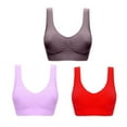 thumbnail image 1 of Bigersell 3 Pack of Sports Bras for Women Push up Bra No Underwire Seamless Pullover Bras Front Ruched Wire-Free Bra Ladies Wireless Sport Bralette S-10-Red, 1 of 3