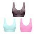 thumbnail image 1 of Bigersell 3 Pack Sports Bras Women Push up Bra No Underwire Seamless Pullover Bras Front Ruched Wire-Free Bra Ladies Wireless Sport Bralette S-5-Pinks, 1 of 3
