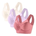 thumbnail image 1 of Bigersell 3 Pack Wireless Bras for Women Plus Size Seamless Mesh Padded Push up Bras No Underwire Comfort Strap V-Neck Sports Bra Watermelon Red 5XL, 1 of 2
