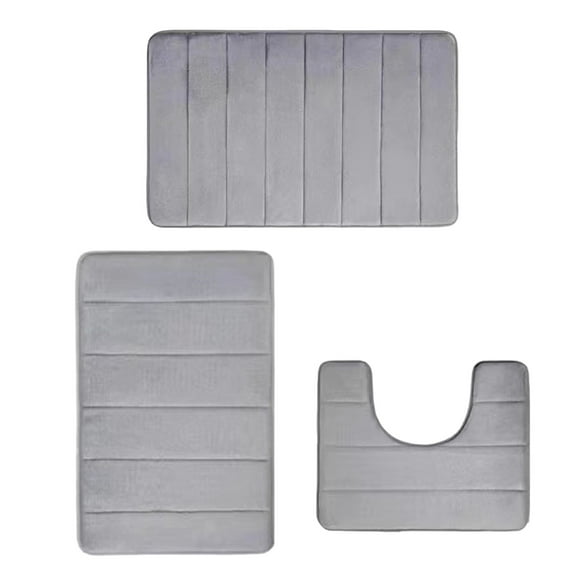 Bigersell Absorbent Rug Clearance Water Absorption Soft and Comfortable Easy to Dry Machine Wash Bathroom Mat Solid Pattern Gray