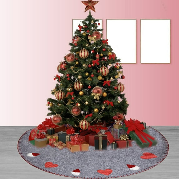 Bigersell Artificial Xmas Tree Skirt Linen Printed Christmas Tree Skirt Decoration 38 Inch Christmas Tree Skirt Decorations Gray One Size