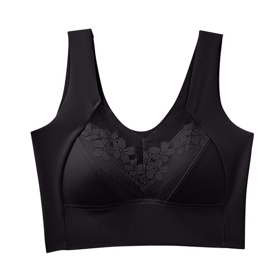 Bigersell Athletic Sports Bra Clearance Women Lace Beautiful Style Bra Solid Color Soft and Comfortable Bra No Underwire Push up Bras Sports Bra Style F-686 Black 3XL