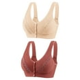 thumbnail image 1 of Bigersell Backless Bras for Women 2pc Front Snap Closure V-Neck Wire-Free Bra Support Women Womens Bras Sport Bra Style R-135 Basic Bra Strap Nylon No Underwire Bra Everyday Bras Underwear Brown S, 1 of 2