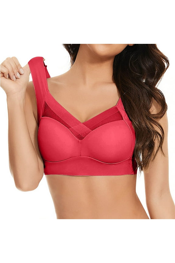 Backless Sports Bra Upgrade Women's 3pc Strapless Underwear with Thin Side Collection and Daily Bra Mastectomy Bra Style F-462 Red 4XL