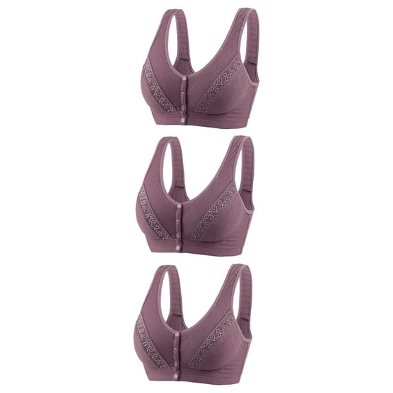 Bigersell Backless Strapless Bra 3pc Front Snap Closure V-Neck Wire-Free Bra Support Push up Strapless Bra Push-Up Bra Style R-126 Basic Bra Strap Nylon No Underwire Everyday Bras Underwear Purple XXL