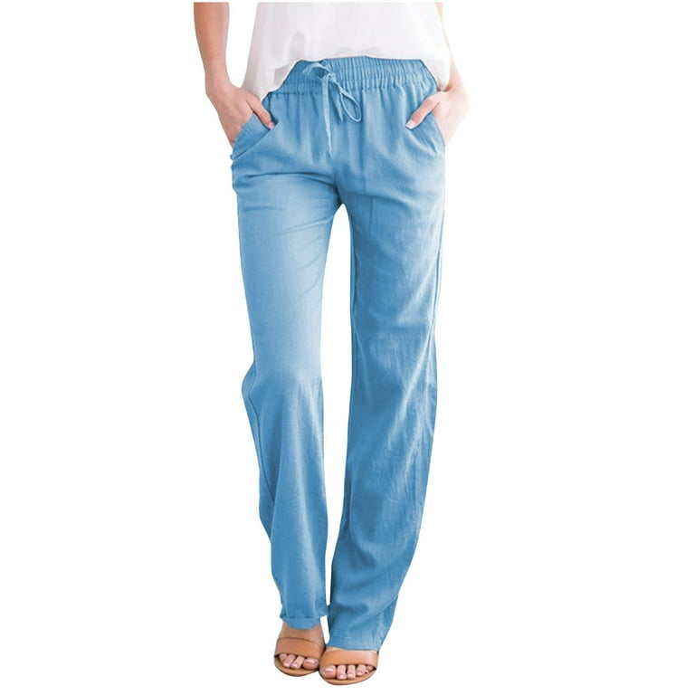 Bigersell Blue Pants for Women Full Length Women's Fashion Slim