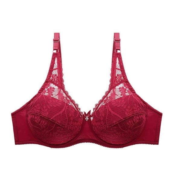 Bigersell Balconette Bras for Women Deals Padded Bras for Women No Underwire Bra Style B5098 V-Neck Padded Bras Hook and Eye Bra Closure Big & Tall Size Supportive Sports Bras for Women Red M