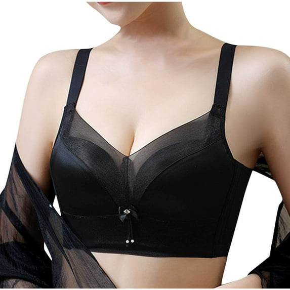 Bigersell Balconette Bras for Women in Clearance Comfortable Without Underwire Bra Wireless Bra Style F-1012 Black XXL