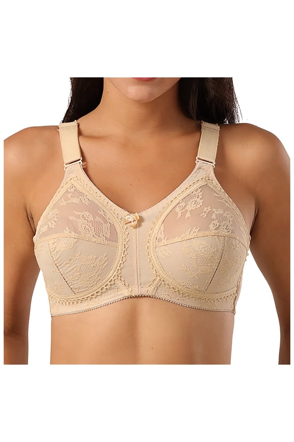 Bandeau Bra Women Bra Wire Free Underwear 1 Piece Bra Everyday Underwear Big & Tall Size Backless Sports Bra, Style 2167, Khaki 38C