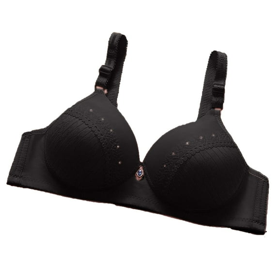 Bigersell Bandeau Bra for Women Girls Women Lace With Underwire Solid Color Double Breasted Push Up Bra Regular Size Wireless Cami Bra, Style 4568, Black 42D