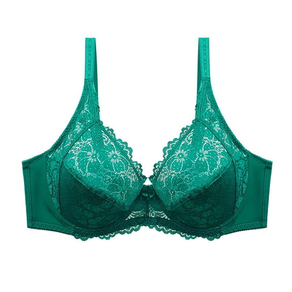 Bigersell Bandeau Bra for Women Girls Women Lace With Underwire Solid Color Double Breasted Push Up Bra Short Size Wireless Cami Bra, Style 6593, Green 42E