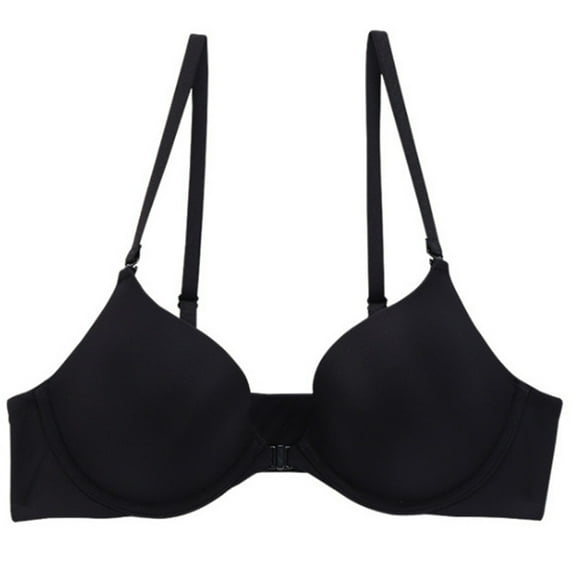 Bigersell Bandeau Sports Bra New Fashion Women Plus Size Solid Color Front Opening Buckle No Underwire Fixed Cup Gathering Daily Bra Bralette Bra Style F-1258 Black 38