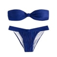 thumbnail image 1 of Bigersell Bandeau Swimsuits for Women - Strapless 2 Piece Bathing Suits - Padded Bra / Cheeky Bottoms Two Piece Swimsuits Vacation Swimwear Blue L, 1 of 5