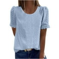 thumbnail image 1 of Bigersell Blouses for Women Dressy Casual Loose Crew Neck Short Sleeve Summer Tops Ladies Lace Tunic Tops T-Shirts Light blue XXL, 1 of 7