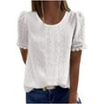 thumbnail image 1 of Bigersell Blouses for Women Dressy Casual Loose Crew Neck Short Sleeve Summer Tops Ladies Lace Tunic Tops T-Shirts White XXL, 1 of 4