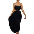 thumbnail image 1 of Bigersell Bodycon Dresses for Women Short Sleeve Women Summer Casual Backless Solid Color Bandage Backless Dress Beach Dresses for Female Women Sweater Dresses, Style 21177, Black XL, 1 of 9