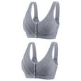 thumbnail image 1 of Bigersell Bra 2pc Front Snap Closure V-Neck Wire-Free Bra Support Women Long Line Bras Women Training Bra Style R-127 Basic Bra Strap Nylon Pullover Bra Feature Everyday Bras Underwear Gray M, 1 of 2