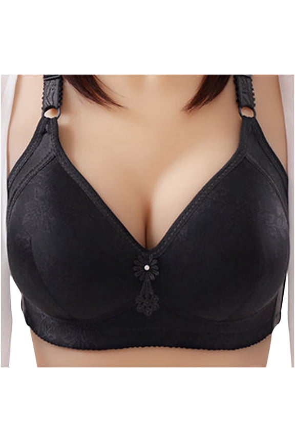Bra for Backless Dresses Women's Bra Wire Free Underwear One-Piece Bra Everyday Underwear Female Nylon No Show Bra Women Full-Figure Bra, Style 822, Black 36