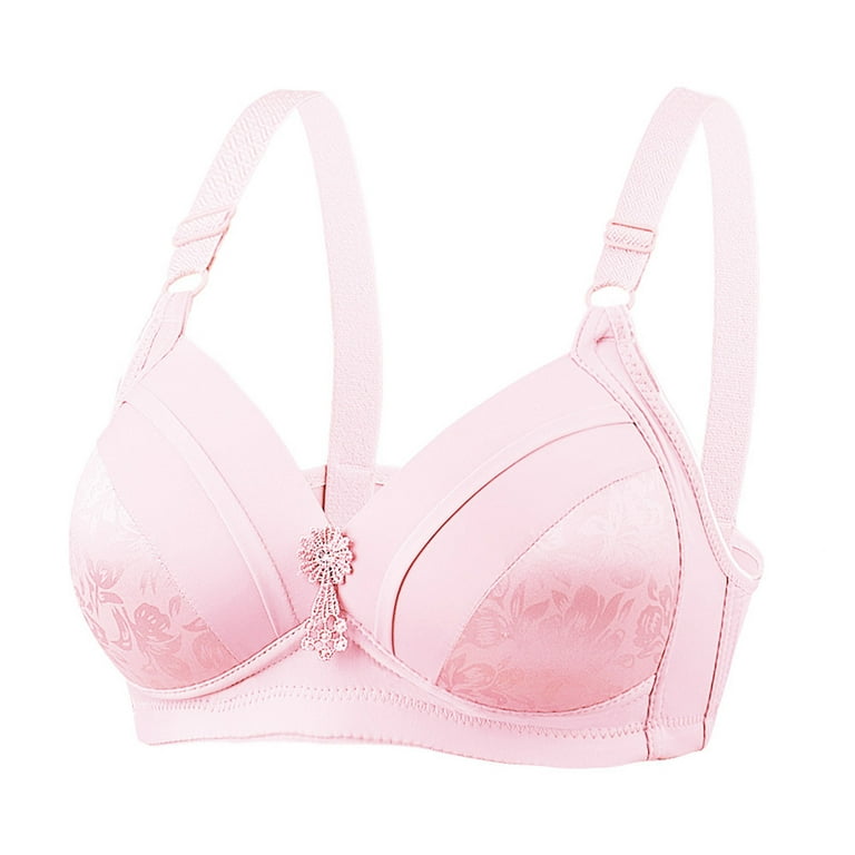 Bigersell Bra for Older Women Deals 3pc Front Closure Wireless Bras for  Women Push-Up Bra Style R3410 V-Neck Back-Smoothing Bras Hook and Eye Bra  Closure Women's Plus Size Support Bras Pink 40 