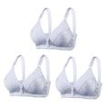 thumbnail image 1 of Bigersell Bra for Older Women Deals 3pc Front Closure Wireless Bras for Women Soft Bra Style R1430 V-Neck Padded Bras Hook and Eye Bra Closure Women's Plus Size Wireless Bras No Padding Gray 42, 1 of 4