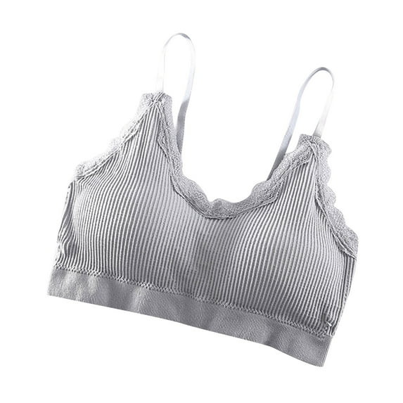 Bigersell Bra and Panty Sets for Women Deals 3pc Halter Tops Bra No Underwire Bra Style R1140 V-Neck Pullover Bras Pull-On Bra Closure Women's Plus Size Padded Push up Bras Gray One Size