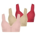 thumbnail image 1 of Bigersell Bra Sets for Women 3pc V-Neck Wire-Free Bra Support Women Bras for Older Women Full-Figure Bra Style R-260 Basic Bra Strap Nylon Back-Smoothing Bra Feature Everyday Bras Underwear Pink S, 1 of 6