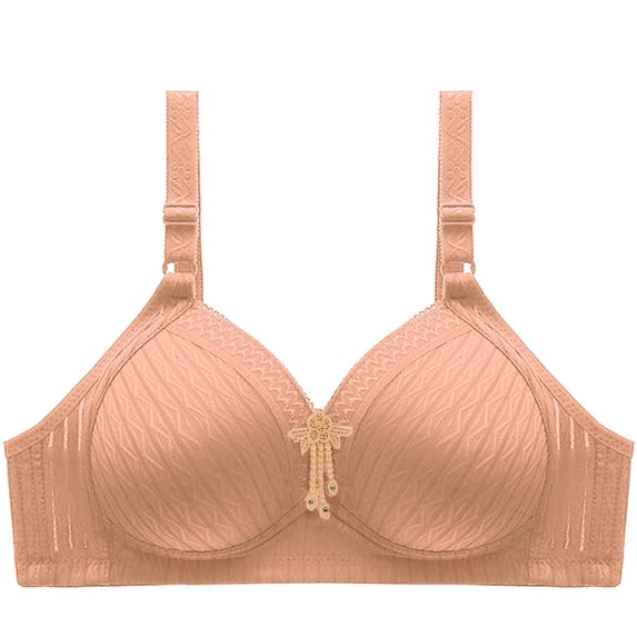 Bigersell Bra for Women Solid Color Fashion Bowknot Comfortable Hollow Out Bra Underwear No Underwire Short Size Nursing Sports Bra, Style 7721, Khaki 40B