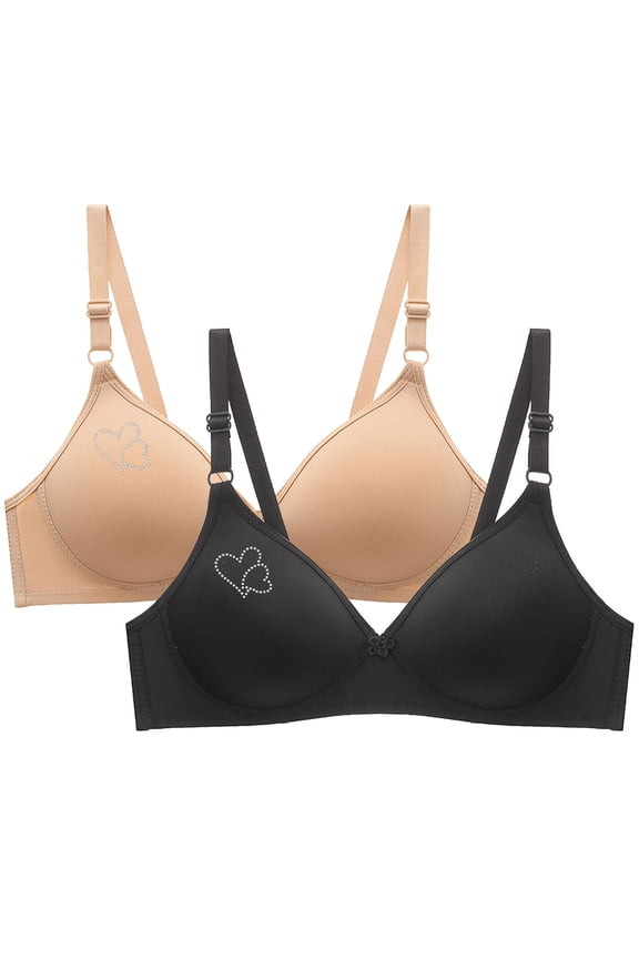 Bralette Bra New 2pcs Women's Bra Soild Wire Underwear Bra Everyday Small Cup Underwear Convertible Bra Style F-774 Khaki S