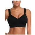thumbnail image 1 of Bigersell Bralette Bra Women V-Neck Solid Comfort Sport Yoga Top Seamless Camisole Underwear Bra Female Push-up Bras Women Synthetic Full-Figure Bra Style 1434, Black XL, 1 of 3