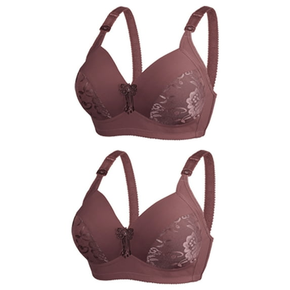 Bigersell Bralette Tops for Women Clearance 2pc Racer Back Sports Bra for Women Convertible Bra Style R3908 V-Neck Pullover Bras Hook and Eye Bra Closure Women's Plus Full-Coverage Bras Coffee 3XL