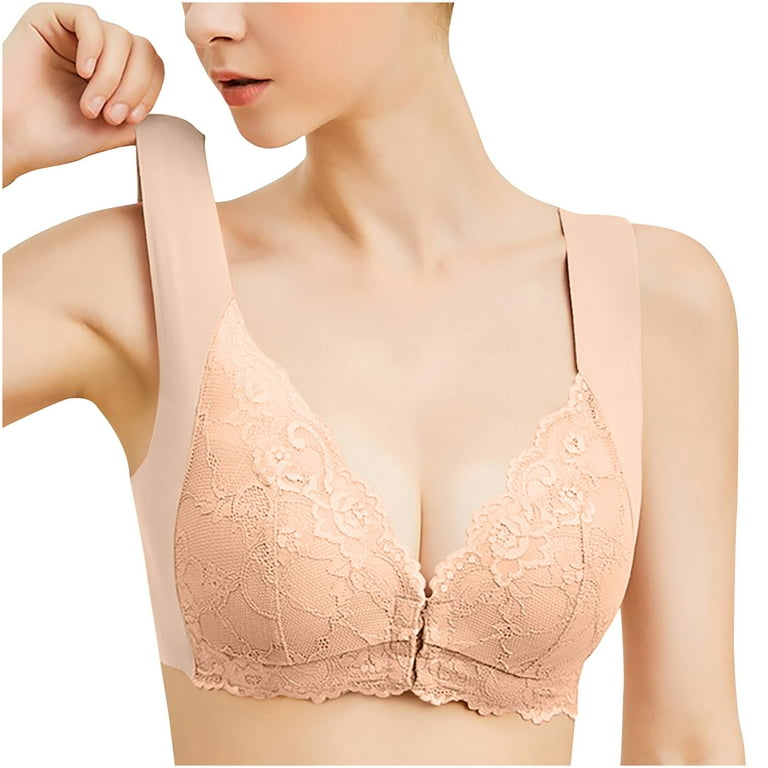 Lace Underwire Bra for Women Full-Coverage Lace Bra Padded Wireless Bra  Convertible Longline Halter Beige at  Women's Clothing store