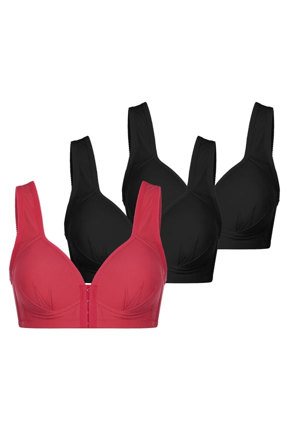 Bras 3pc V-Neck Wire-Free Bra Support Women Cupless Bra Balconette Bra Style R-254 Basic Bra Strap Nylon Back-Smoothing Bra Feature Everyday Bras Underwear Red XXL
