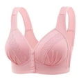 thumbnail image 1 of Bigersell Bras for Elderly Women Front Snap Closure Bra Older Women Daisy Bras Wireless Full-Coverage Bra No Underwire Seniors Bras Ladies Push up Bras Style-D19, R-Pink XL, 1 of 4
