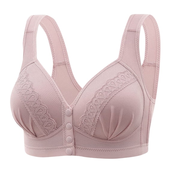 Bigersell Bras for Elderly Women Front Snap Closure Bra Older Women Daisy Bras Wireless Full-Coverage Bra No Underwire Seniors Bras Ladies Push up Bras Style-D19, R-Purple XL