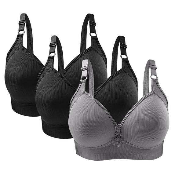 Bigersell Bras Pack Pack for Women Clearance 3pc Woman's Solid Color Daily Bra Without Underwire Gathering Bras Seamless Bra Style F-1136 Black 36/80
