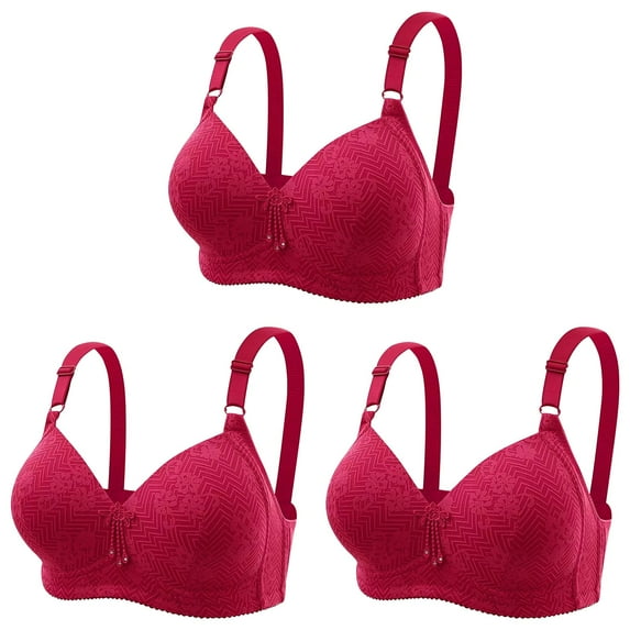 Bigersell Bras Pack for Women Front Closure Trendy 3pc Women's Comfortable Breathable Plus Size Bra with Side Folding Beautiful Back Bra Shoulder Straps Cami Bra Style F-121 Wine L