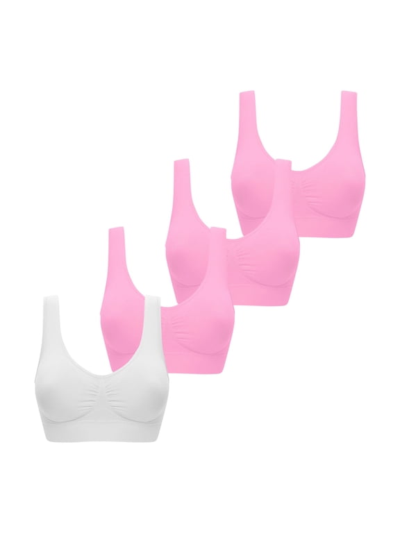 Bras Pack pour Femmes Soutien-Gorge Rehausseur Sans Armature en Liquidation 4 Pcs Femmes Soutien-Gorge Ultra-Fin Grande Taille Soutien-Gorge de Sport Soutien-Gorge à Bonnets Pleins sous-Vêtements Soutien-Gorge Dos Nageur Style F-849 Blanc TG